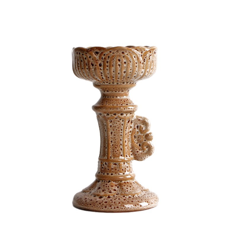 Roman column candlestick speckled white