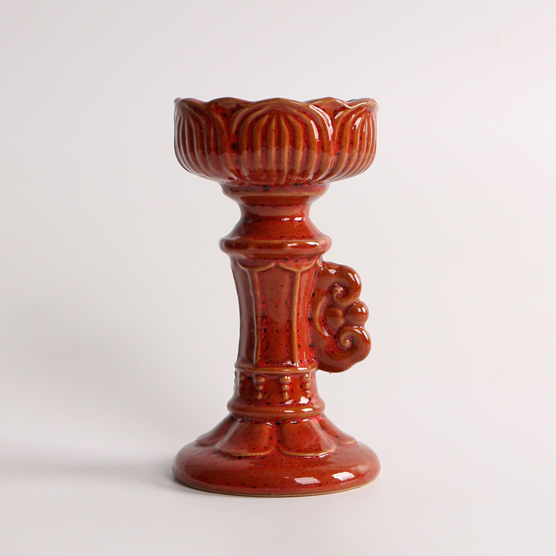 Roman column candlestick red
