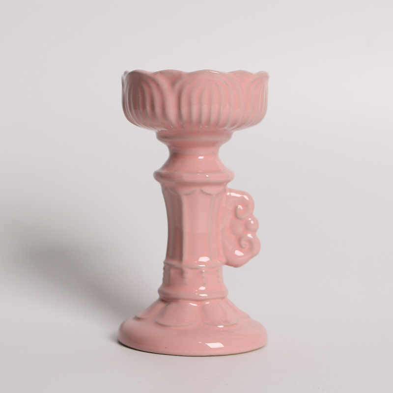 Roman column candlestick pink
