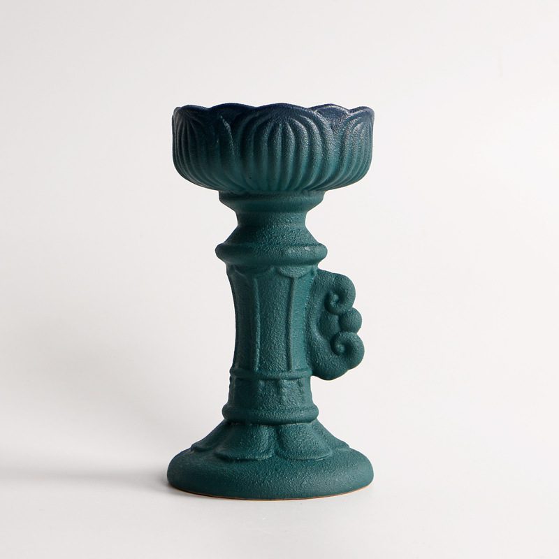 Roman column candlestick blue
