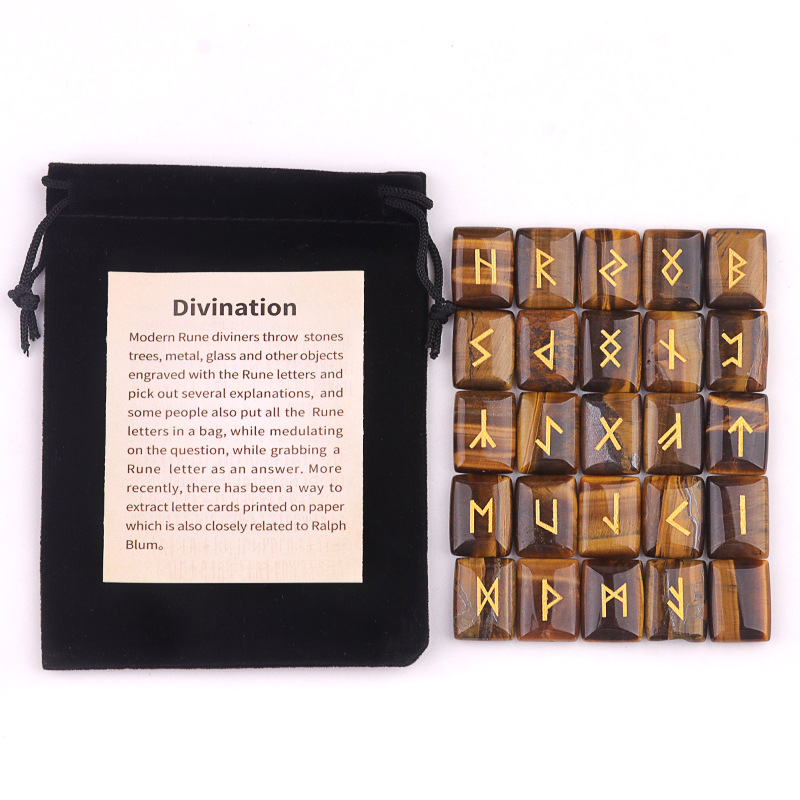 Tiger's Eye stones (25 pieces   flannel bag   instruction manual