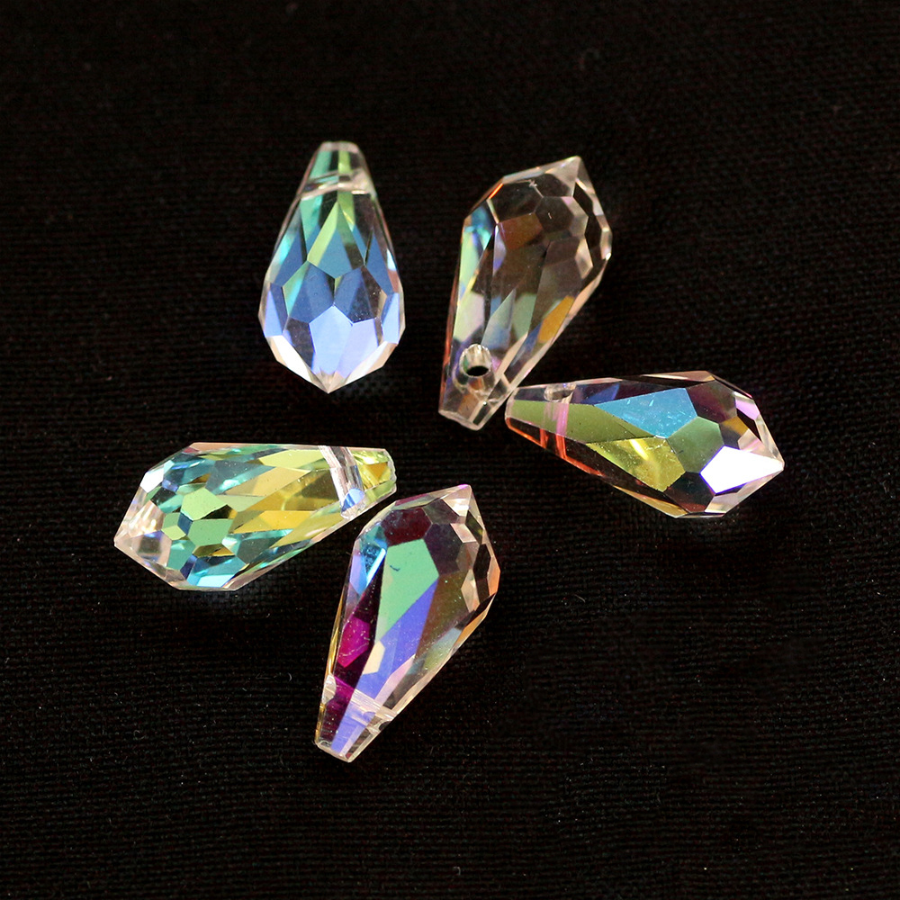 6.5x13mm pointed bottom water drop rainbow ab