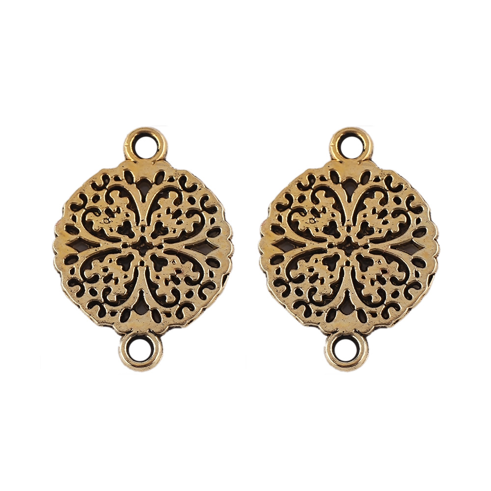 14x 14mm/ hollow four-leaf clover ancient gold