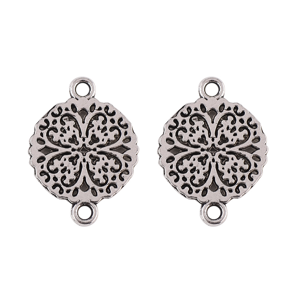 14x 14mm/ hollow-out four-leaf clover ancient silver