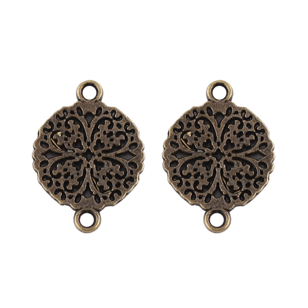 14x 14mm/ hollow four-leaf clover ancient red copper