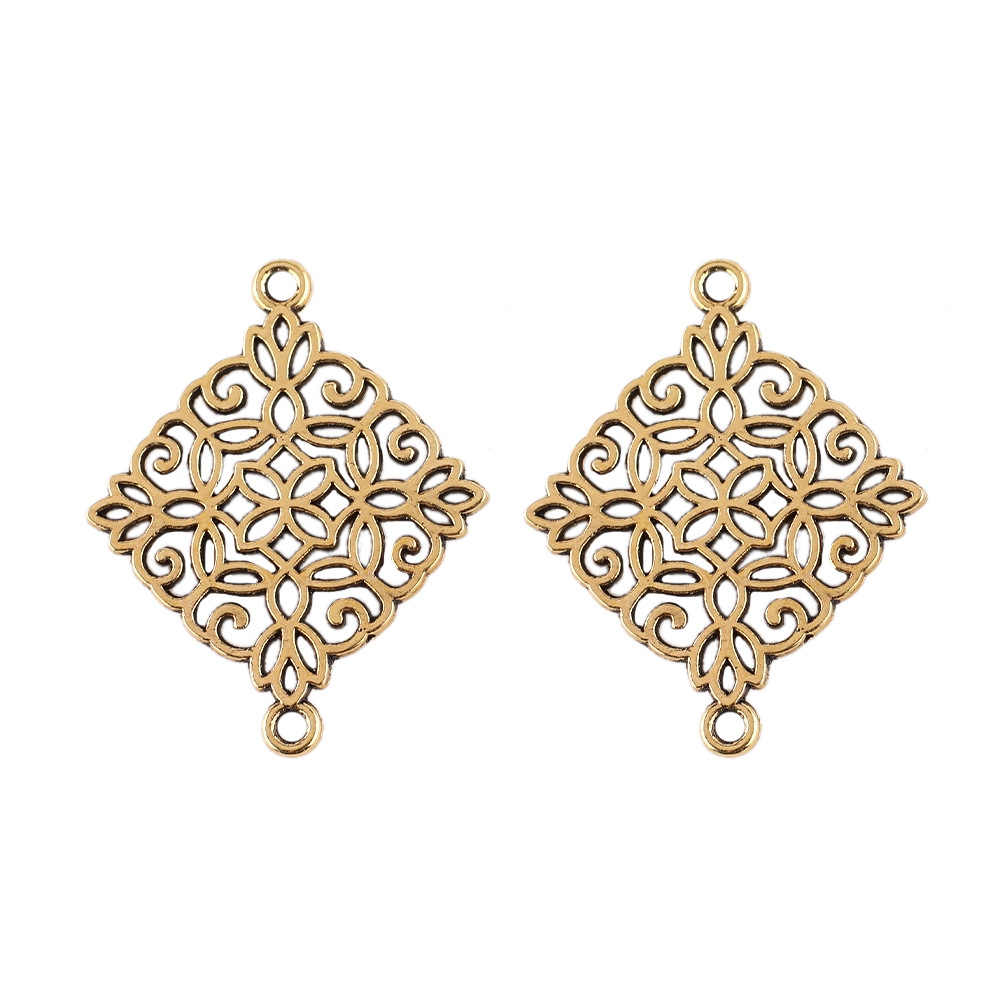 18x 18mm/ hollow diamond flower ancient gold