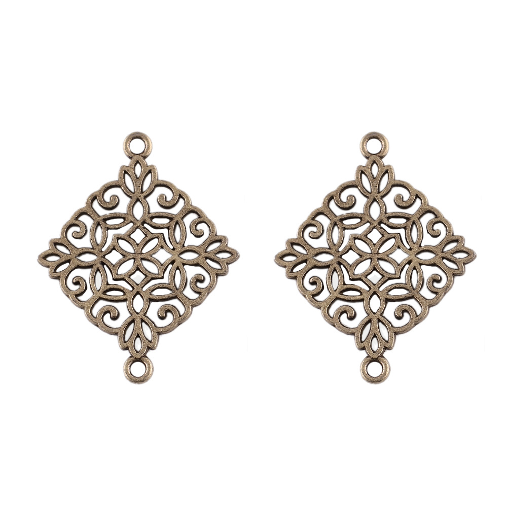 18x 18mm/ hollow diamond flower ancient bronze