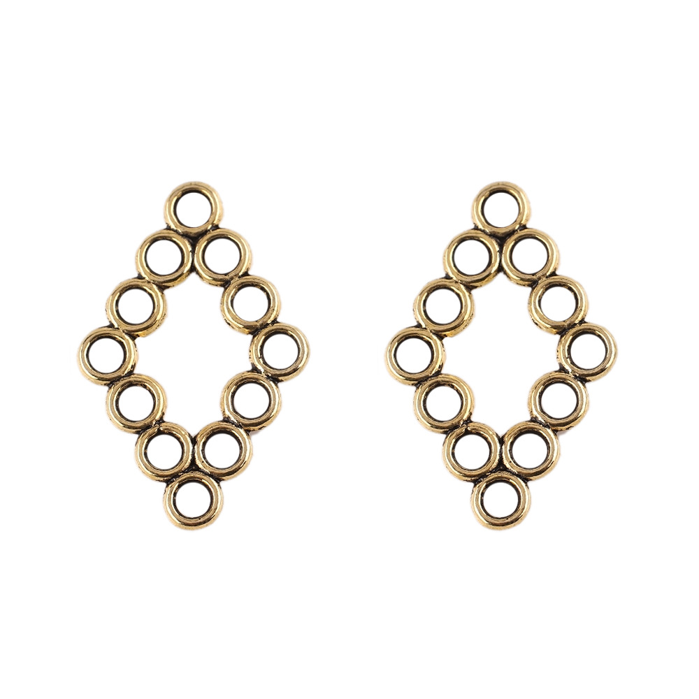 19x 30mm/ Diamond hollow ancient gold