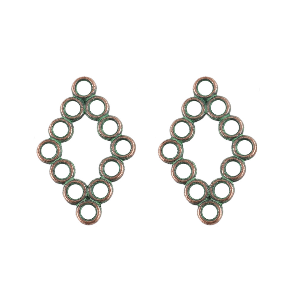 19x 30 mm/Diamond hollow ancient Red Green