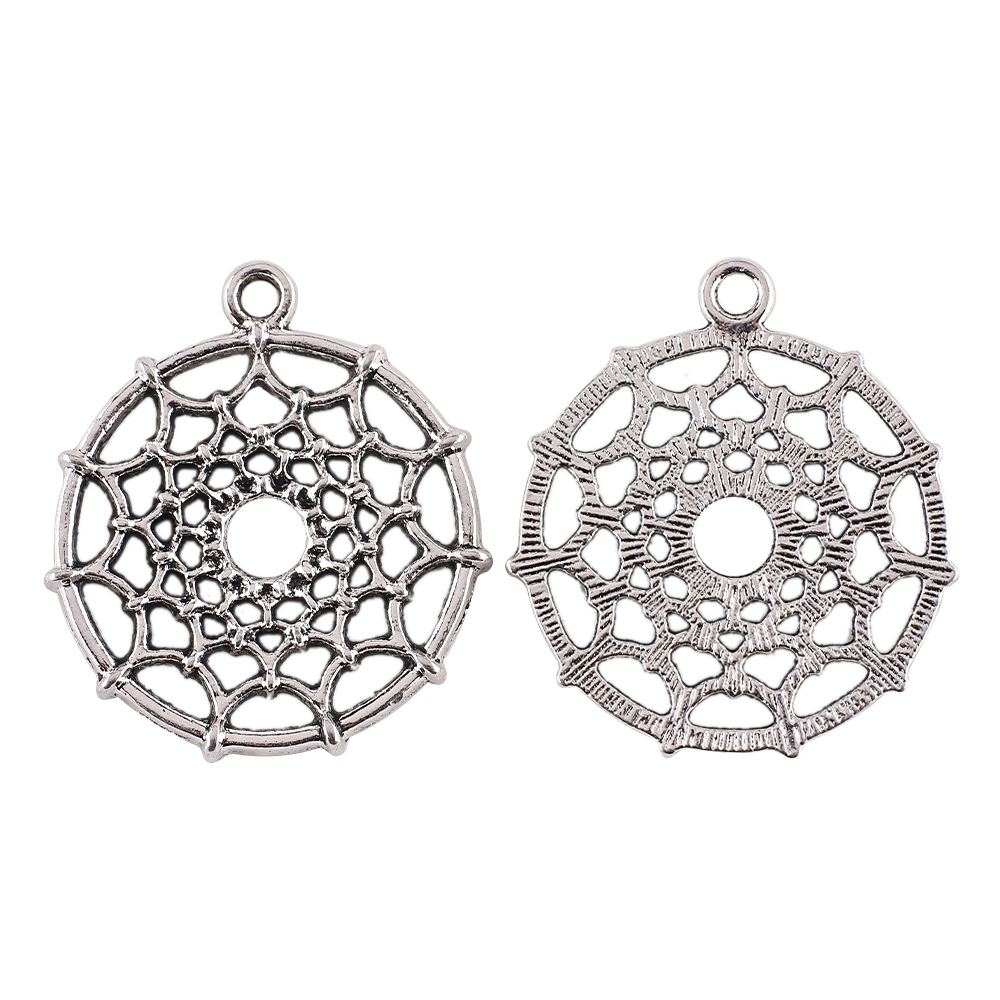22x 22mm/ Round Dream Catcher Ancient Silver