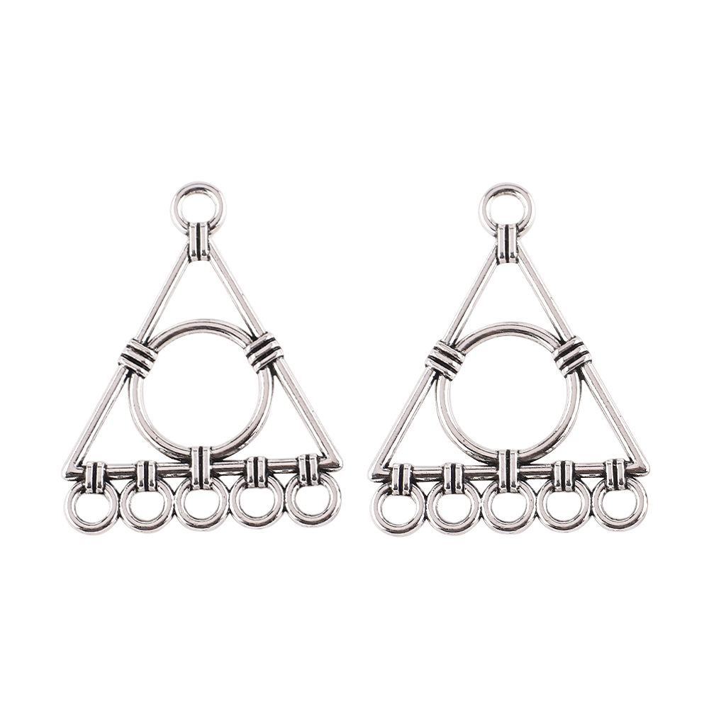 26x 34 mm/Triangular Hollow Round Ancient Silver