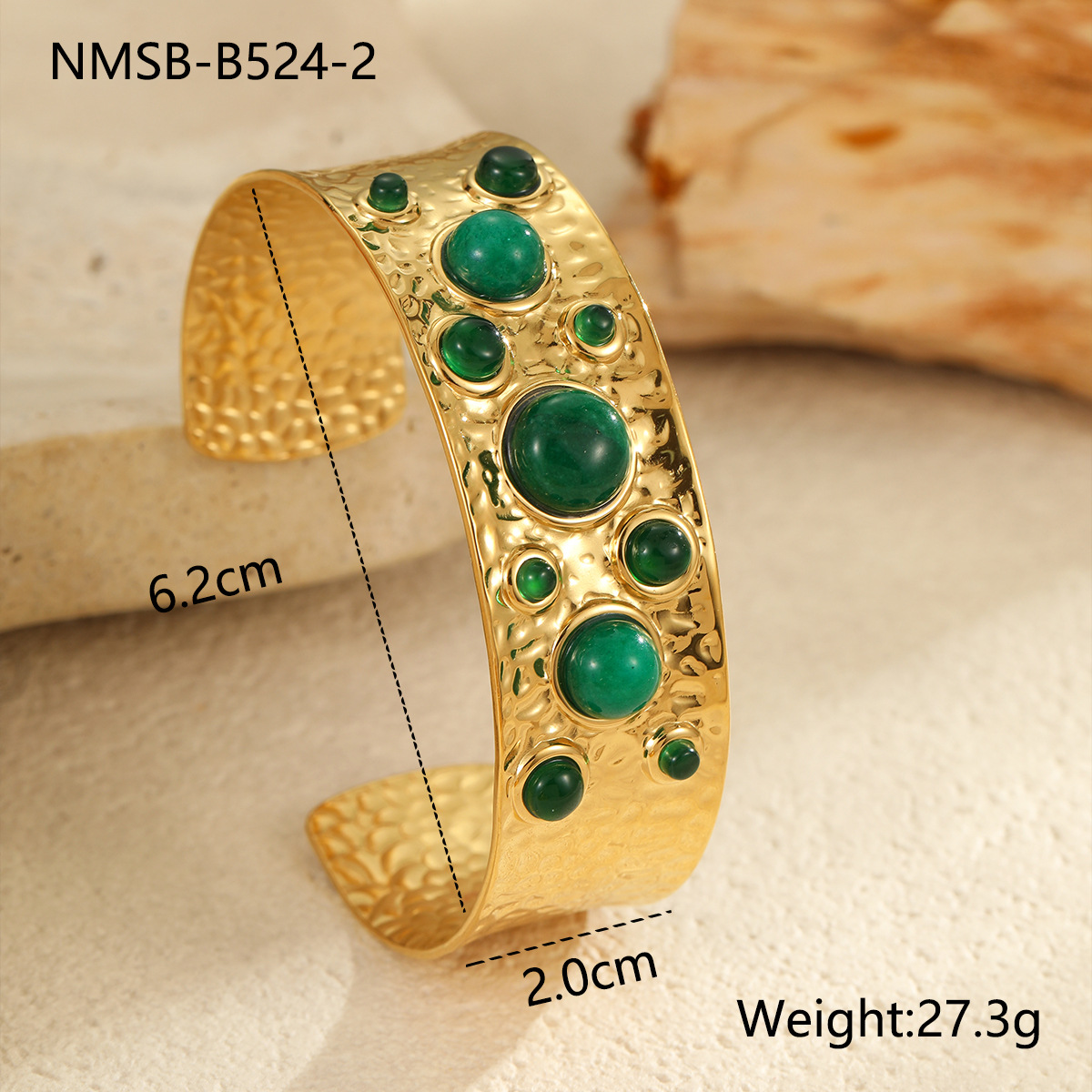 Nmsb-b524-2 green agate bracelet
