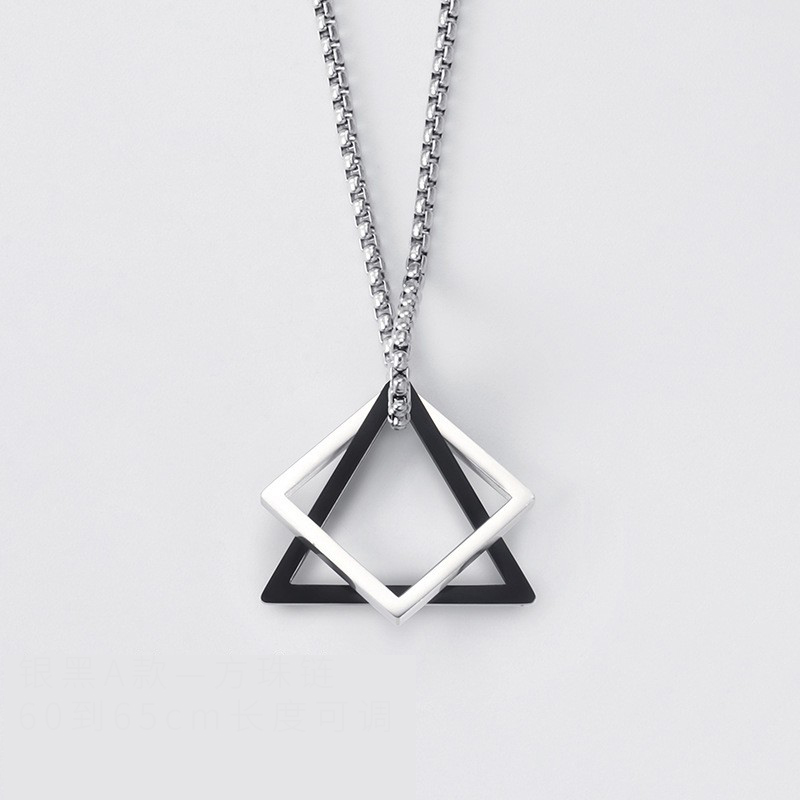 Silver Black A Square Bead Chain