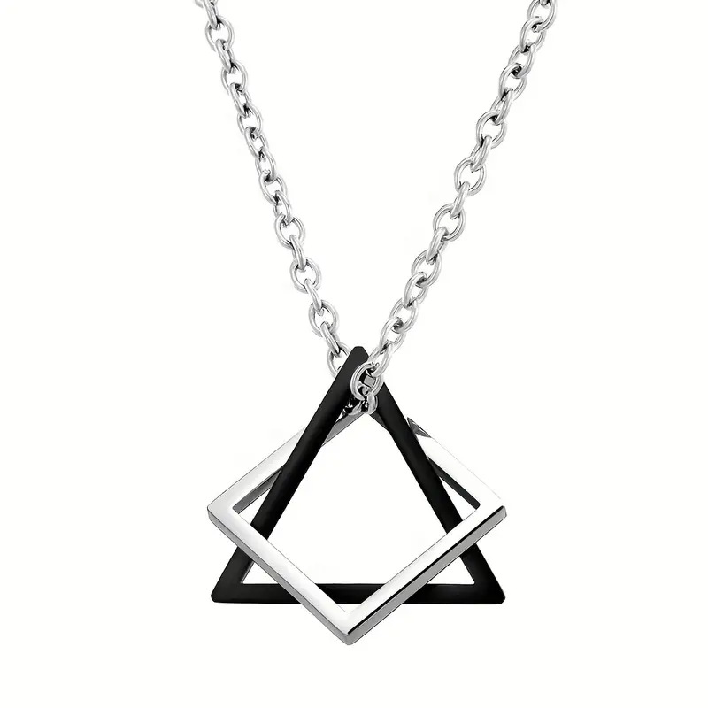 Silver black A cross chain