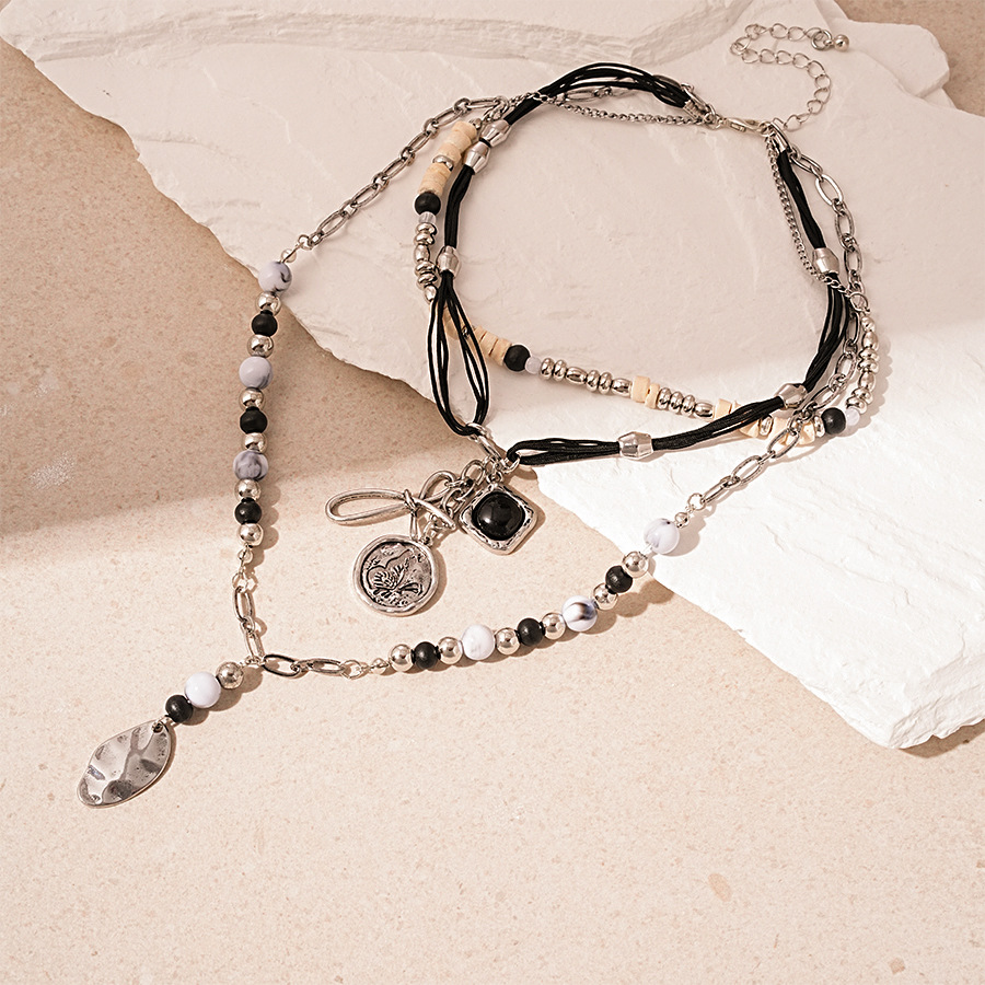 Black Multi-Layer Beaded Necklace