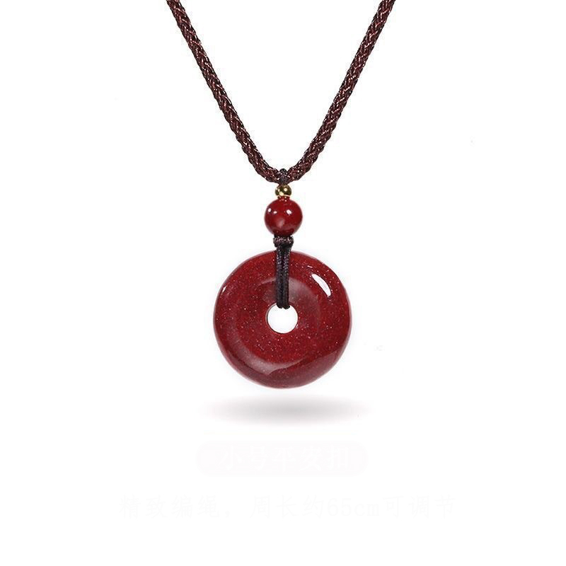Cinnabar Ping An buckle [small size] (diameter 1.5CM)