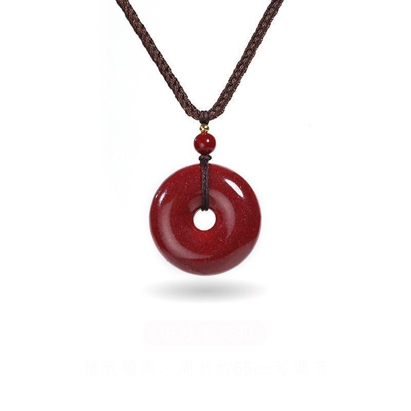 Cinnabar Ping An buckle [medium] (diameter 1.8CM)