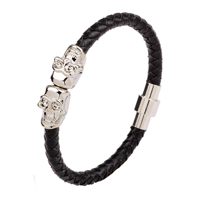 Black leather silver