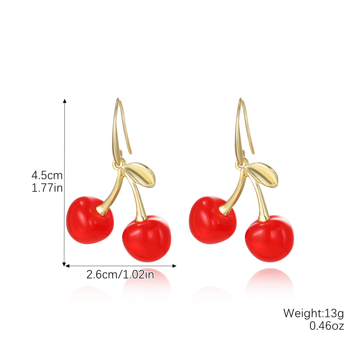 E2503-3 gold leaf cherry ear hooks