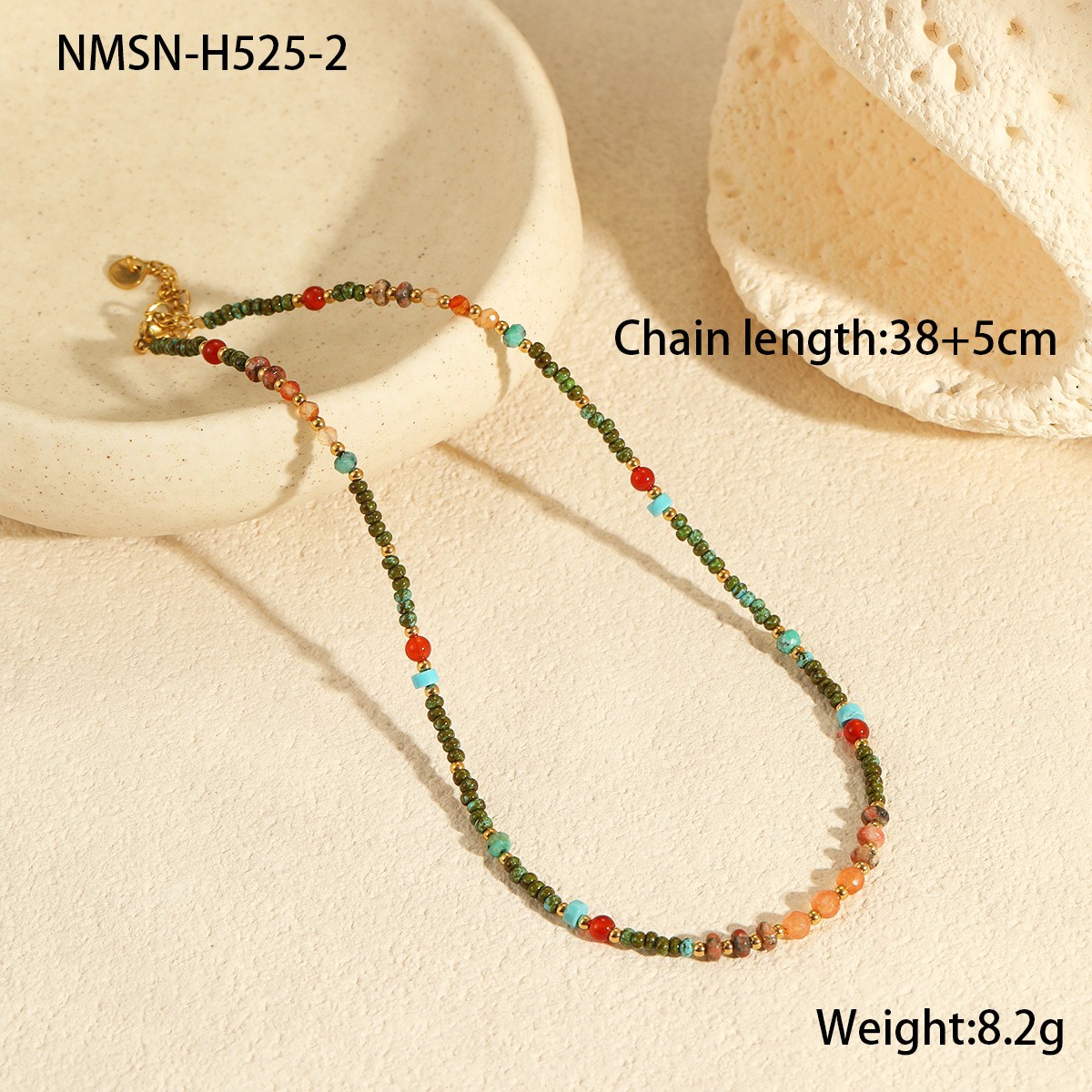 Nmsn-h525-2 orange beaded necklace