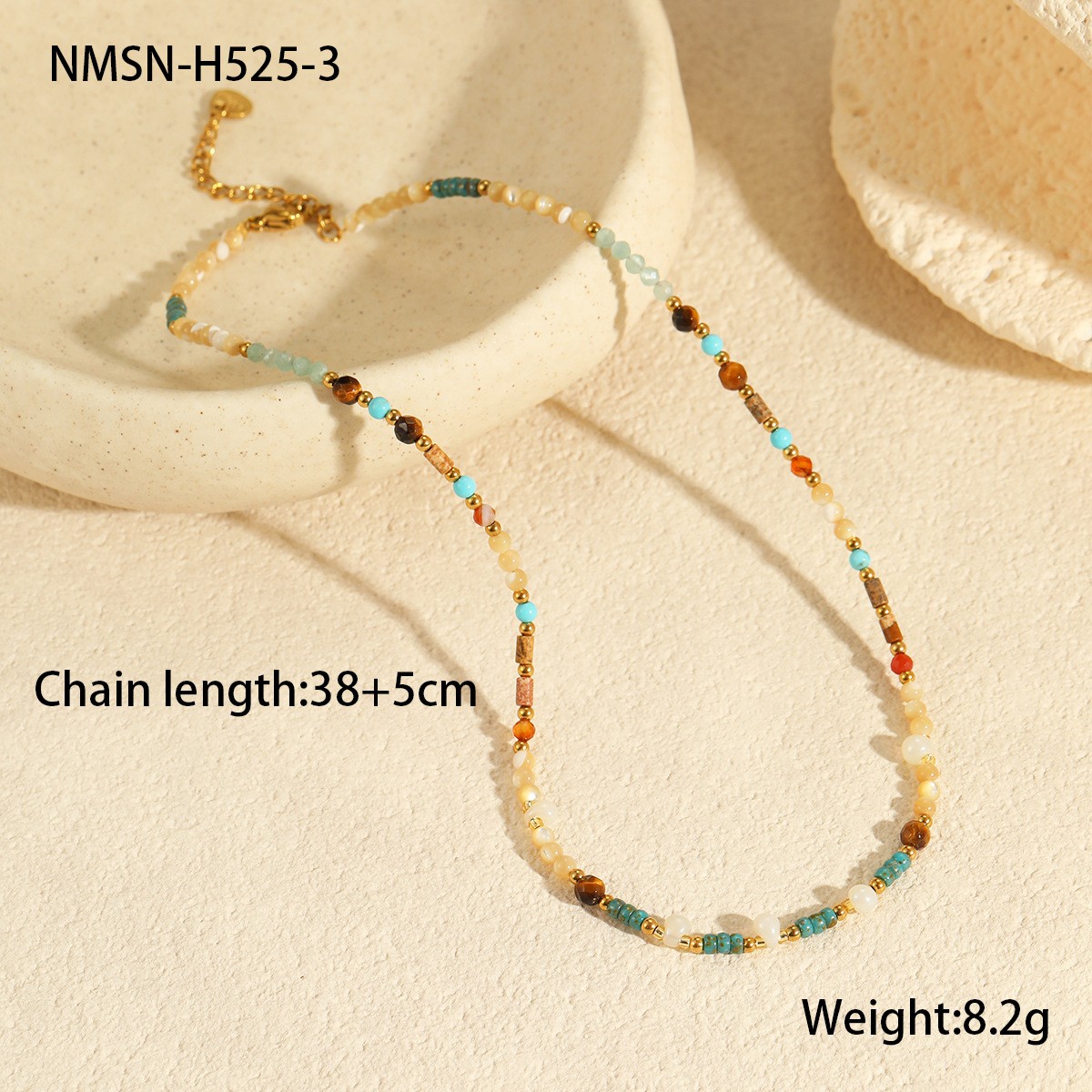 Nmsn-h525-3 mother-of-pearl beaded necklace