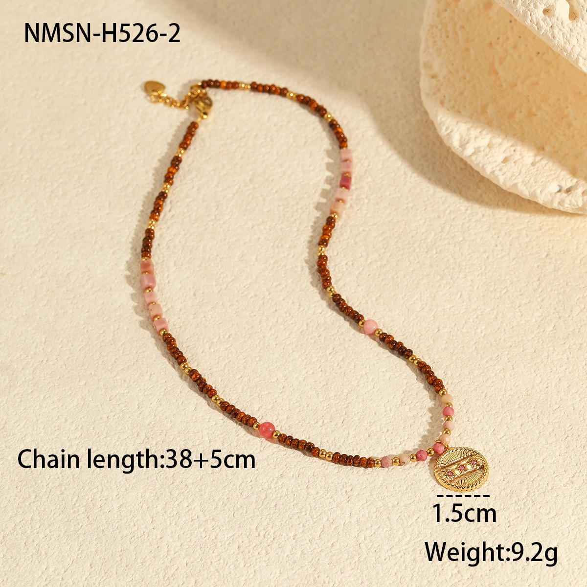 Nmsn-h526-2 red bead pendant necklace