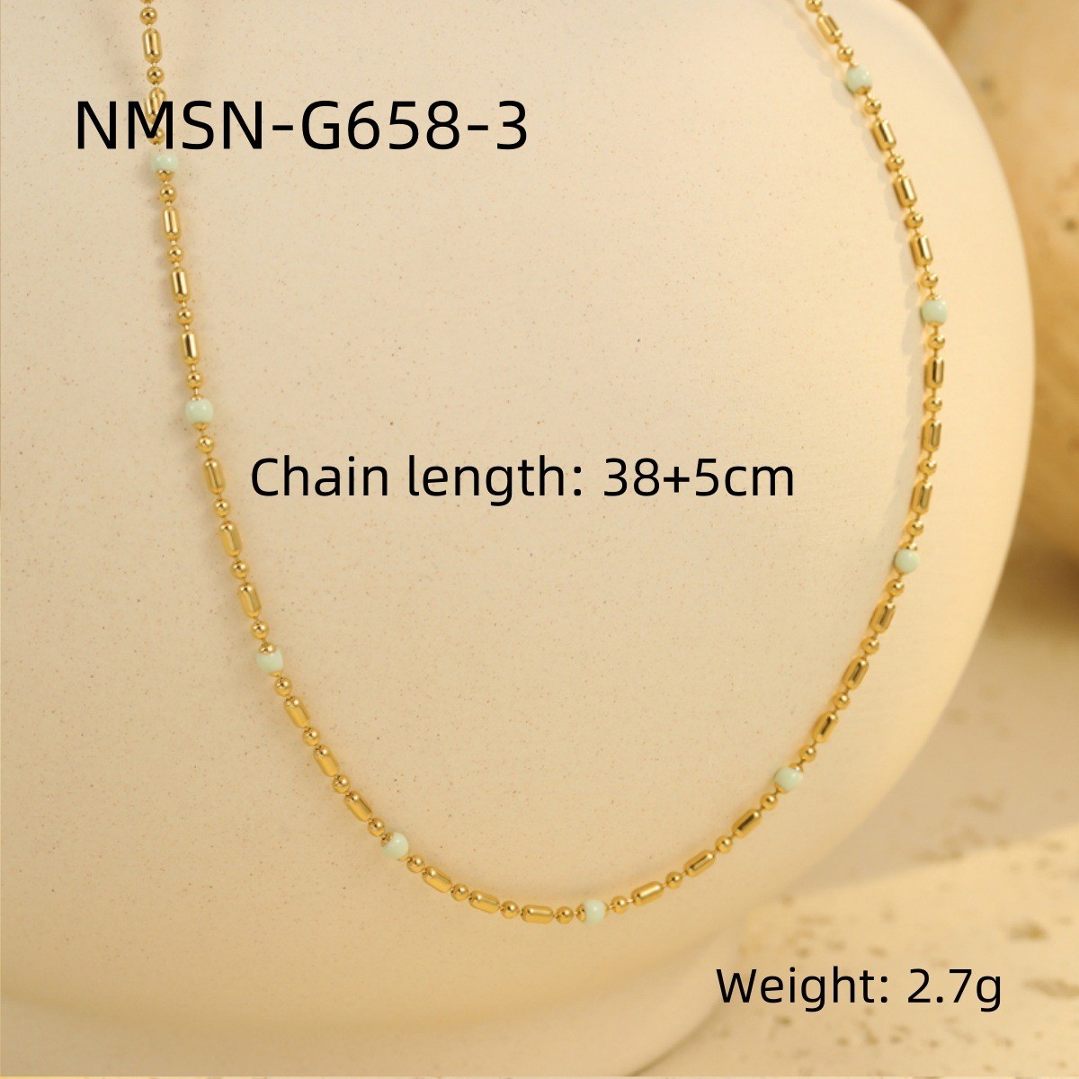 Nmsn-g658-3 golden light blue rice beads
