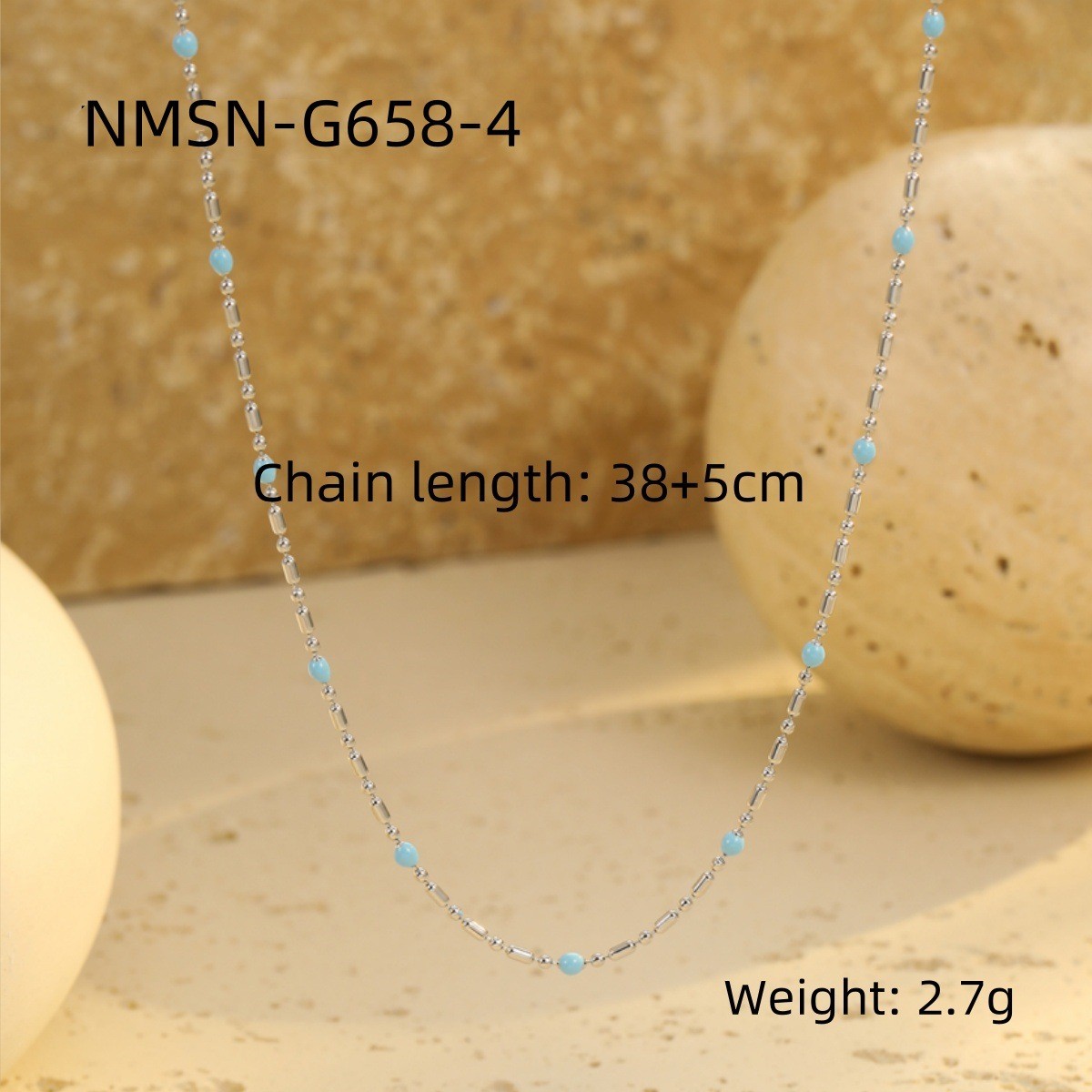 Nmsn-g658-4 steel color blue rice beads