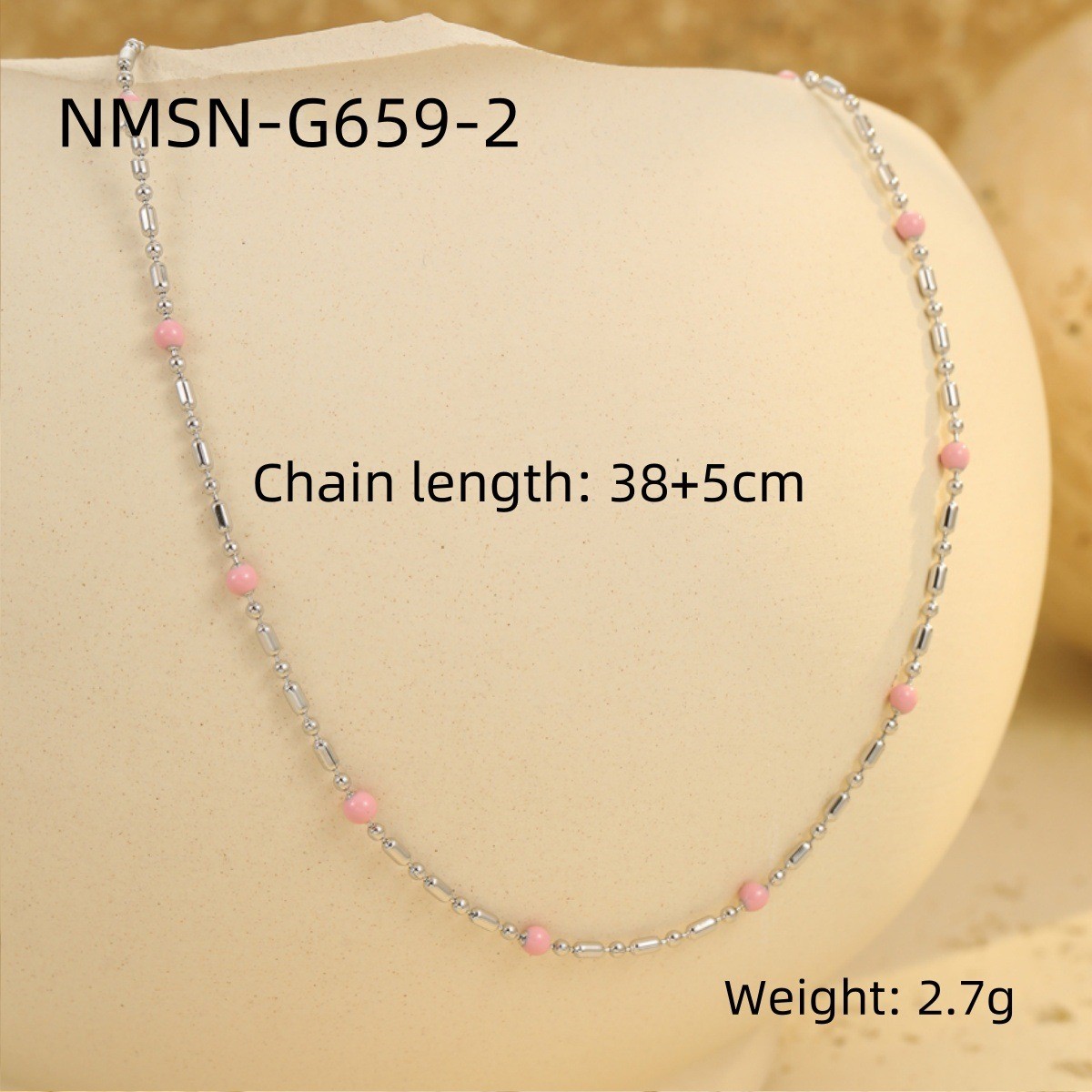 Nmsn-g659-2 steel color light pink rice beads