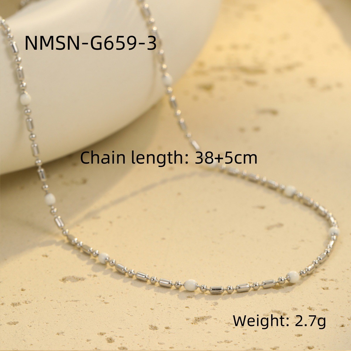 Nmsn-g659-3 steel color white rice beads