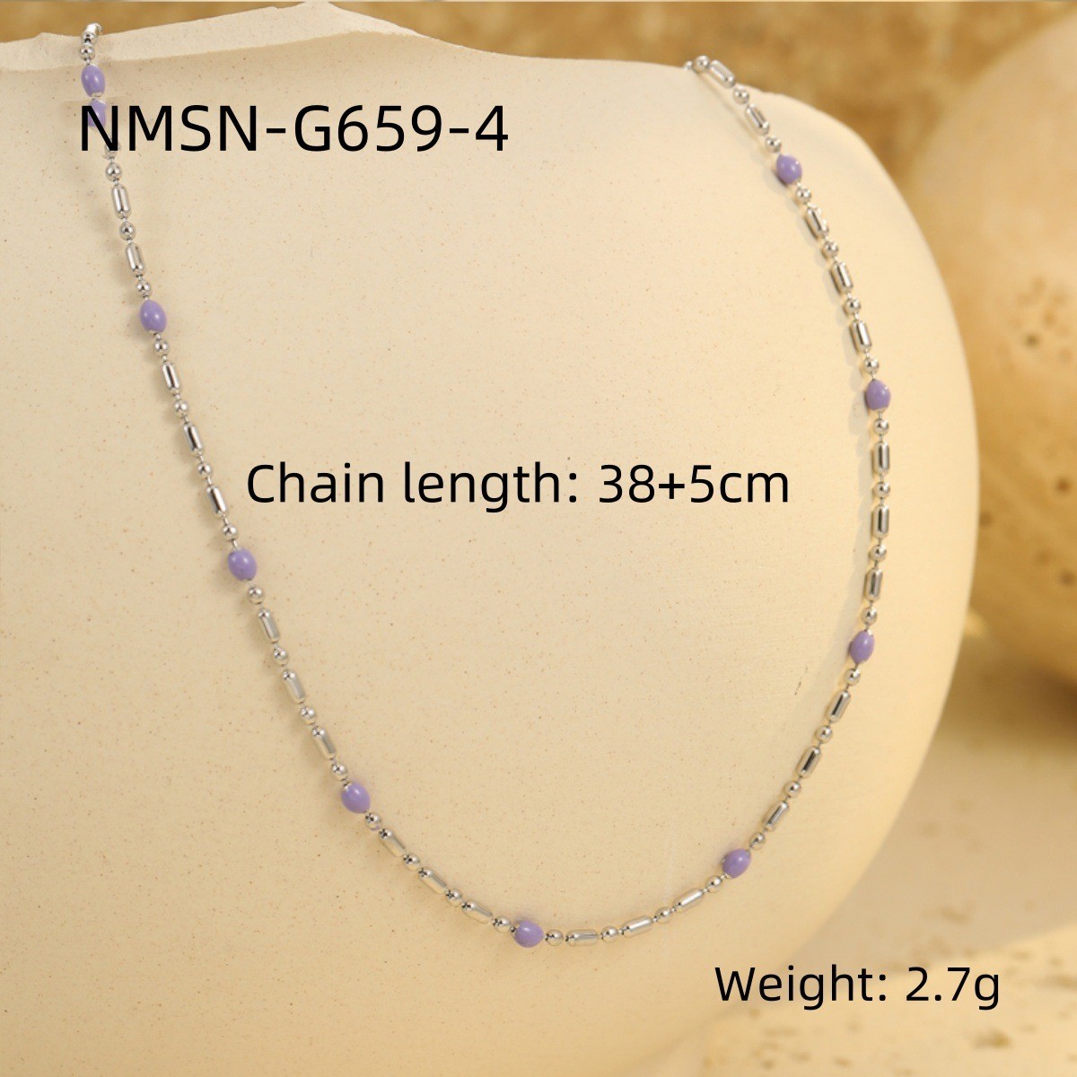 Nmsn-g659-4 steel color purple rice beads