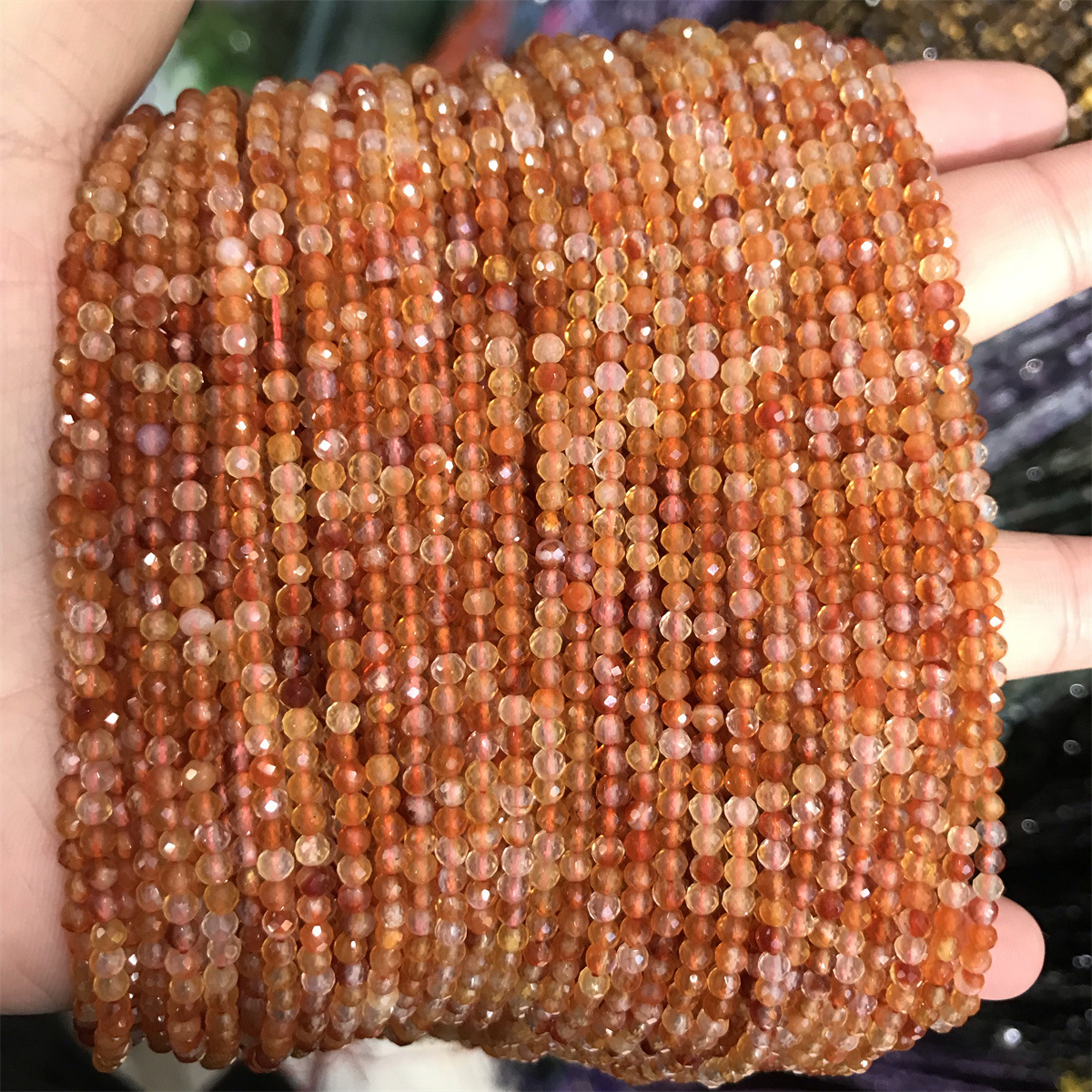 Faceted round beads: 3mm red agate