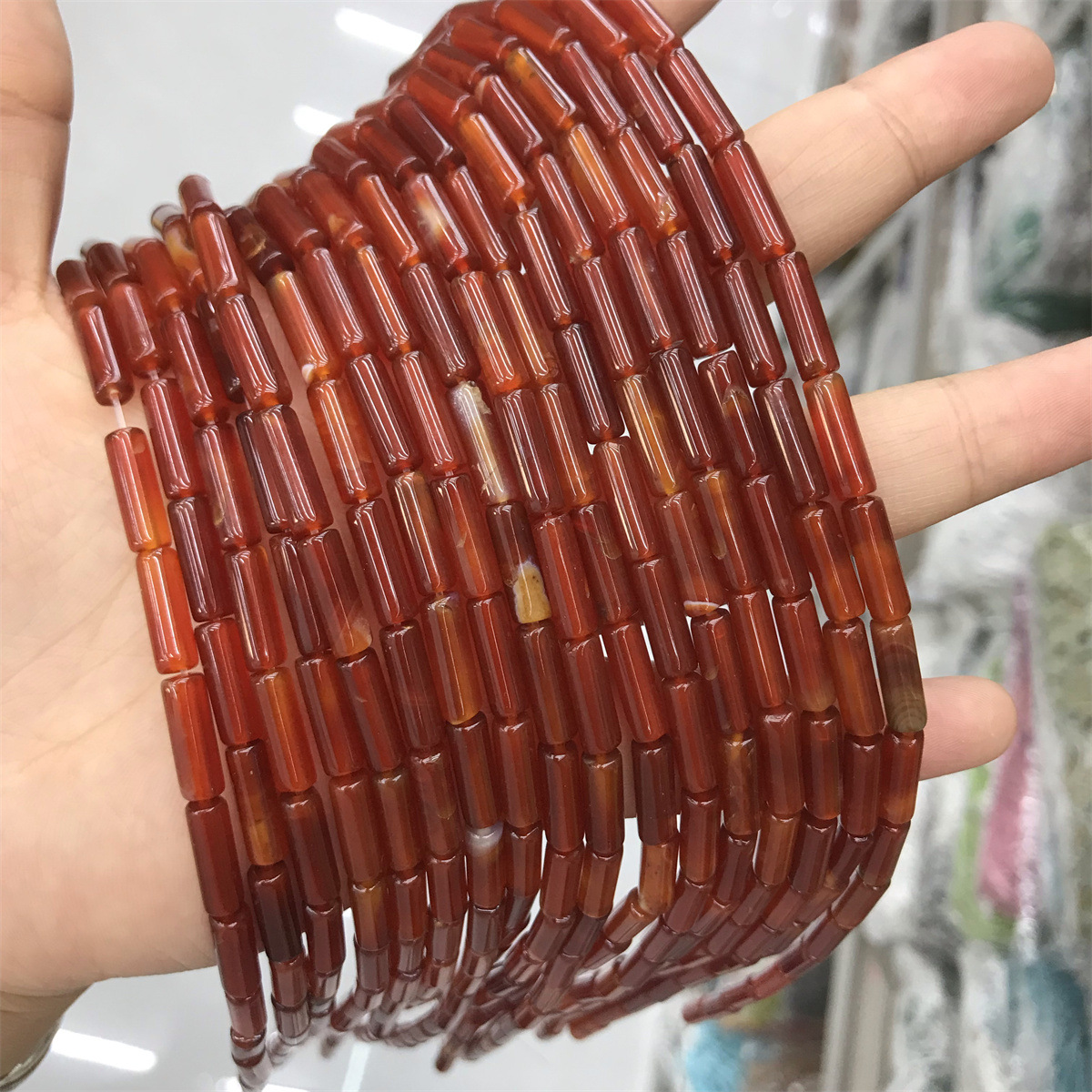 Round tube: 4*13mm red agate