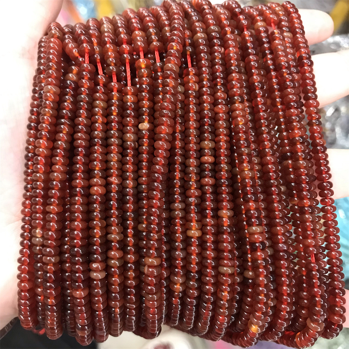 Abacus beads: 2*4mm red agate