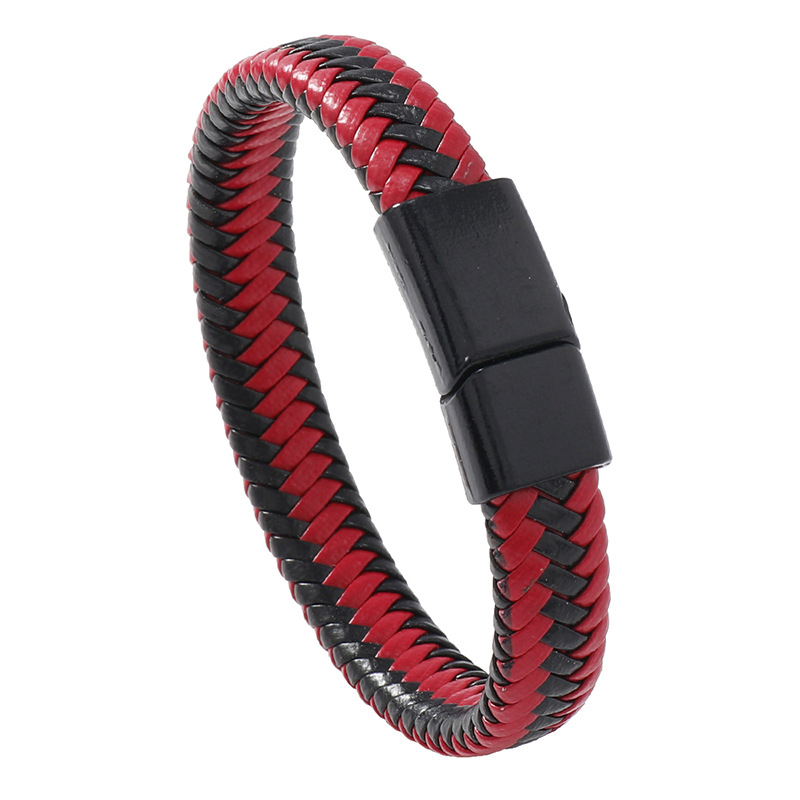 Black buckle red leather