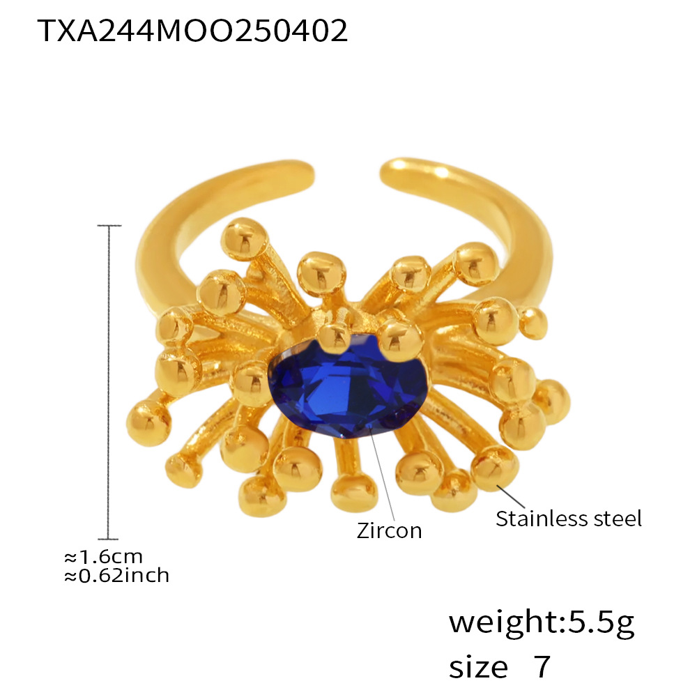 Txa244-blue zirconia stamen ring-no. 7