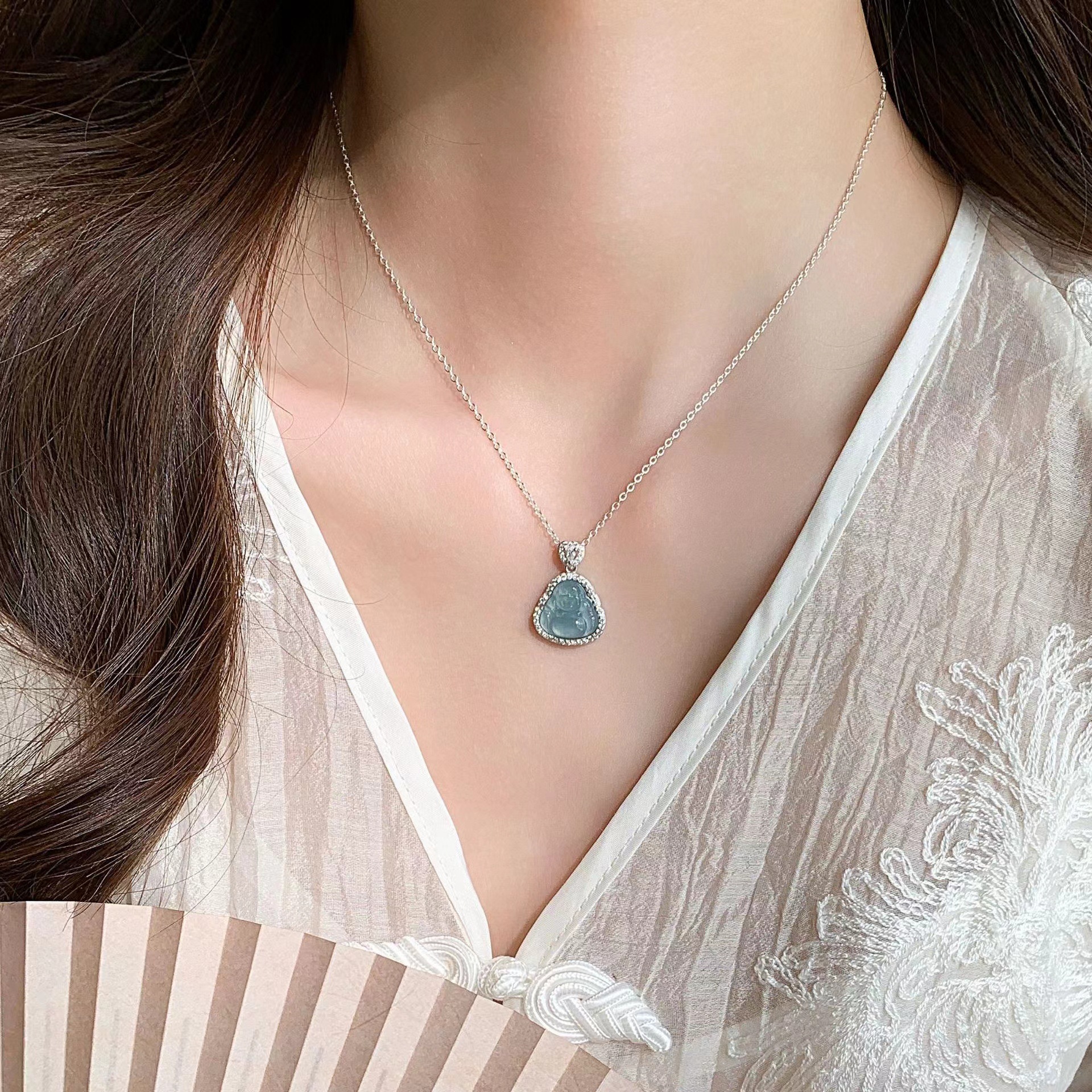9294-silver buddha ice green