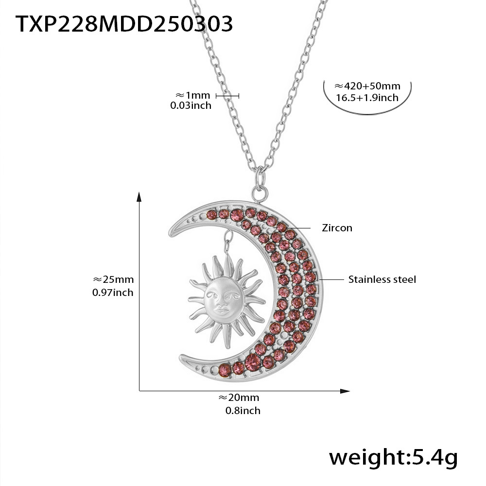 Steel-colored pink zircon necklace