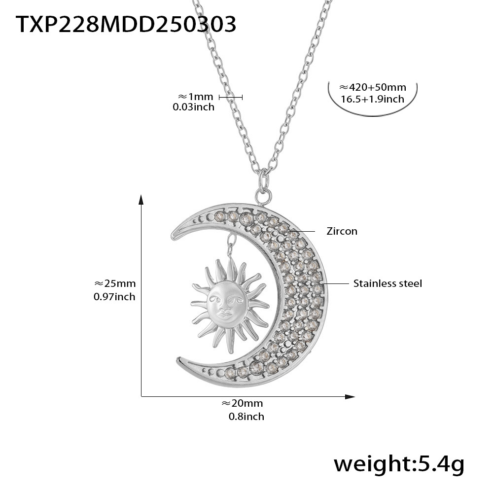 Steel-colored white zircon necklace