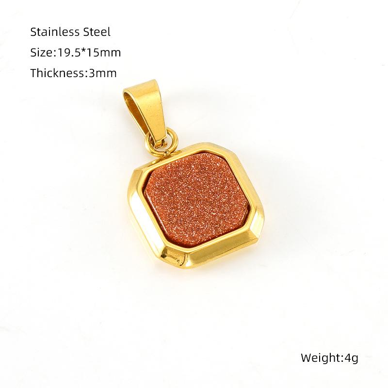 Gold red gauze turquoise pendant