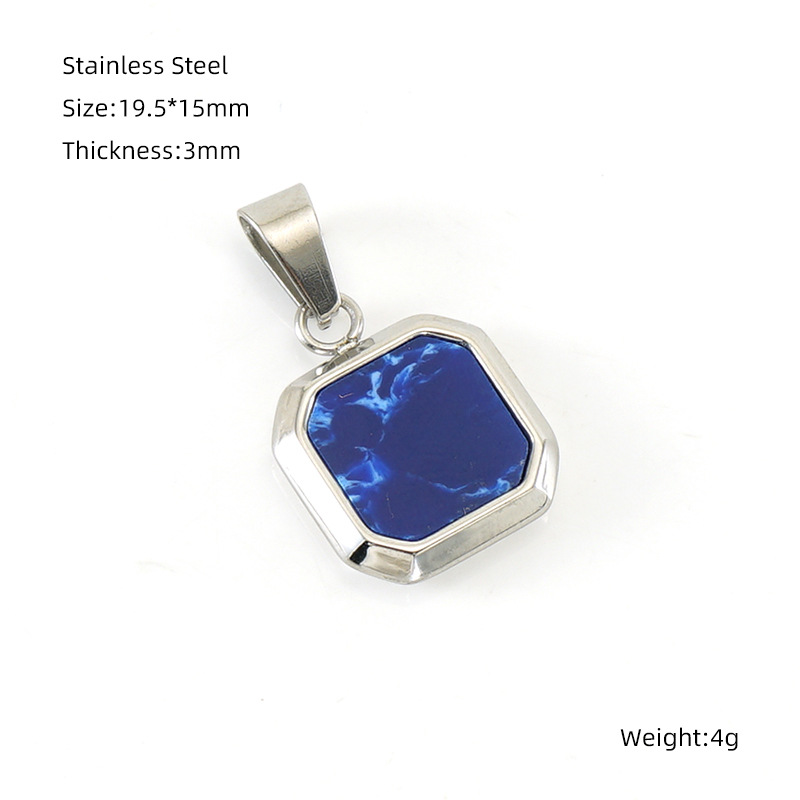 Steel color dark blue turquoise pendant