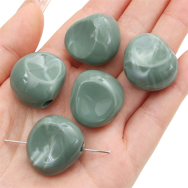 Gray green special-shaped beads 26x 24mm/ aperture about 5mm 5/bag