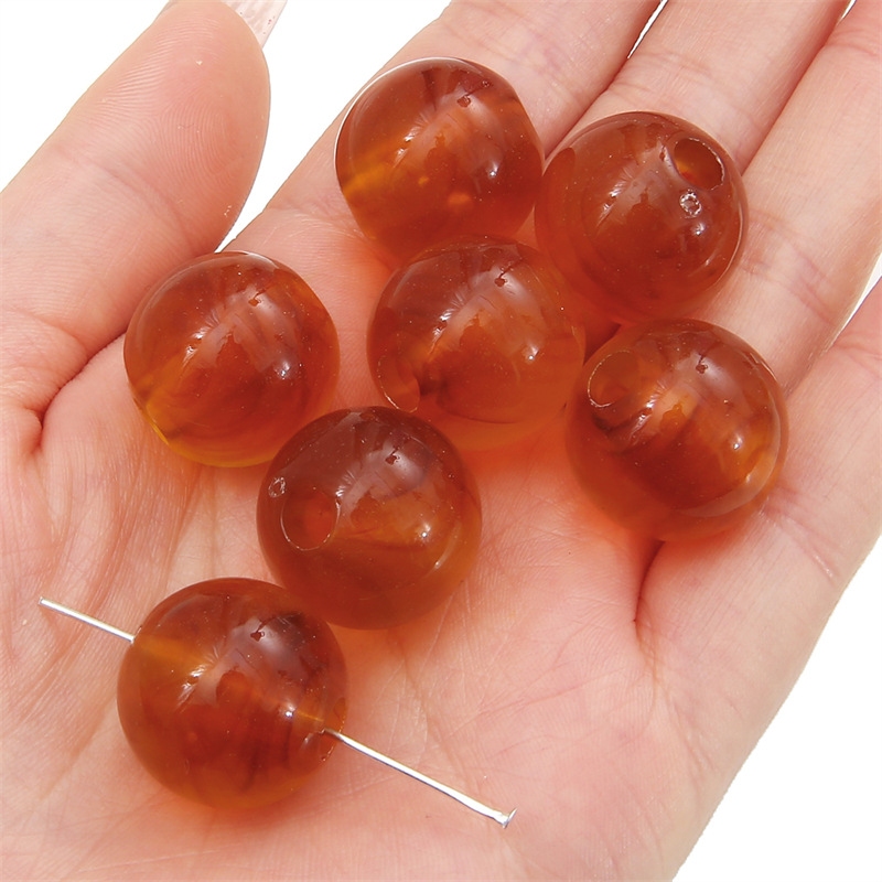 Large packaging amber beads 20mm/ aperture about 5mm 500 g/bag about 120