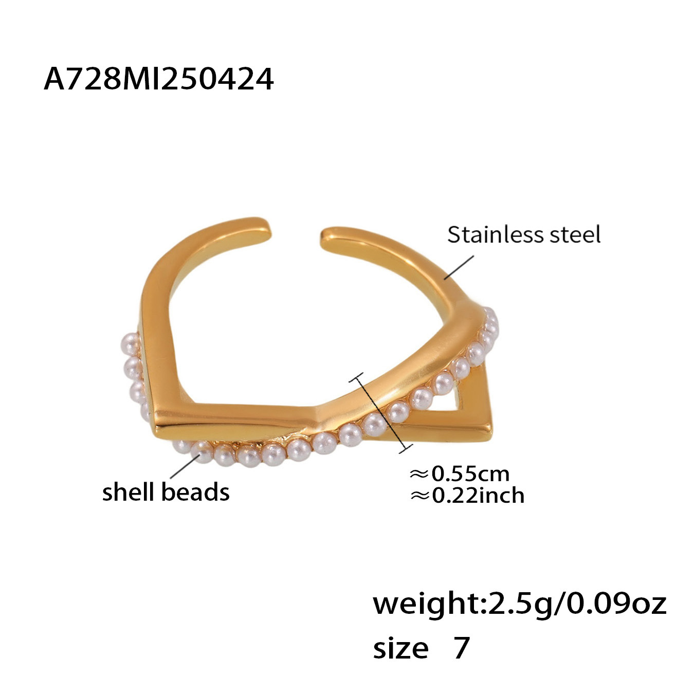 A728-gold shell bead ring
