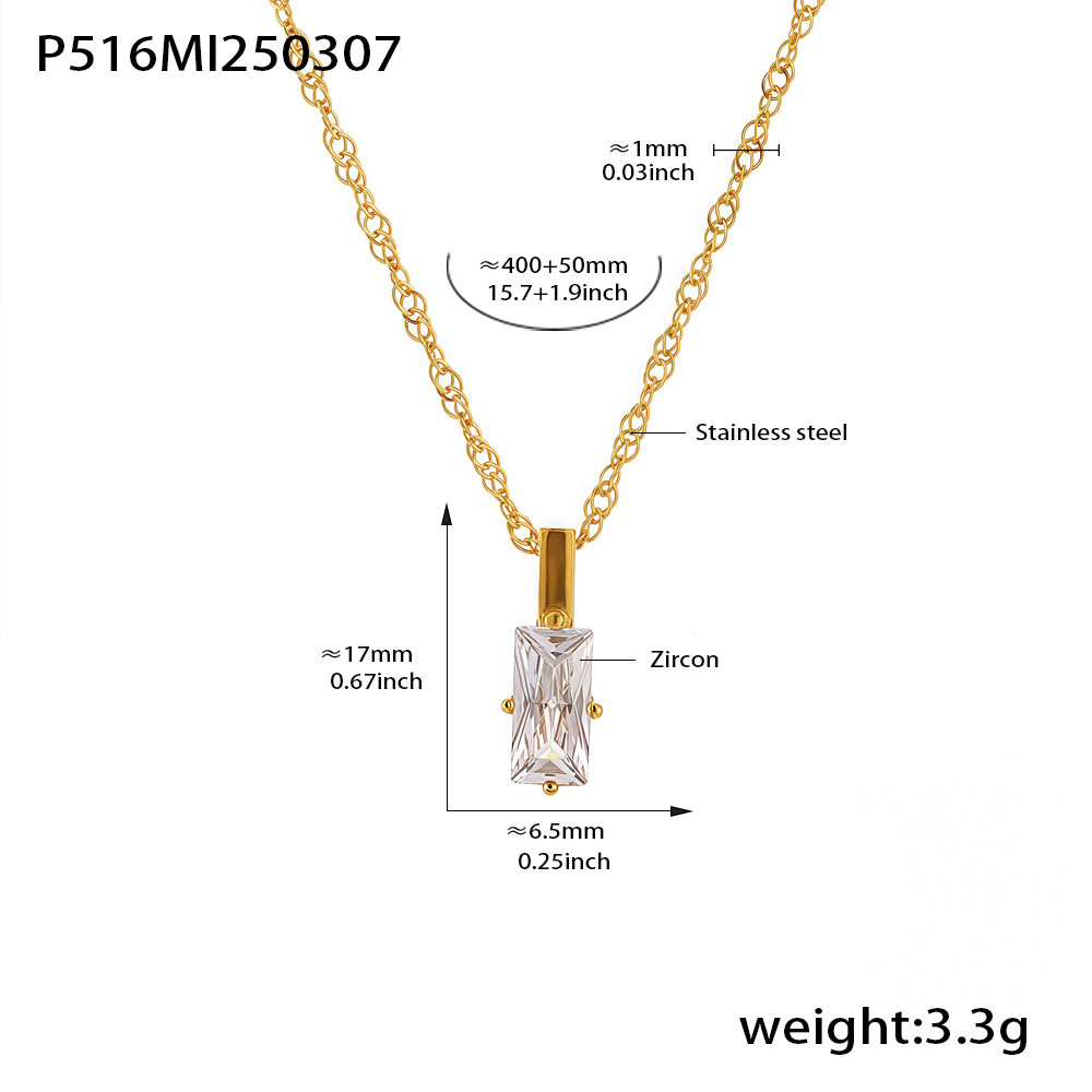 P516-Gold zircon necklace 40 5cm