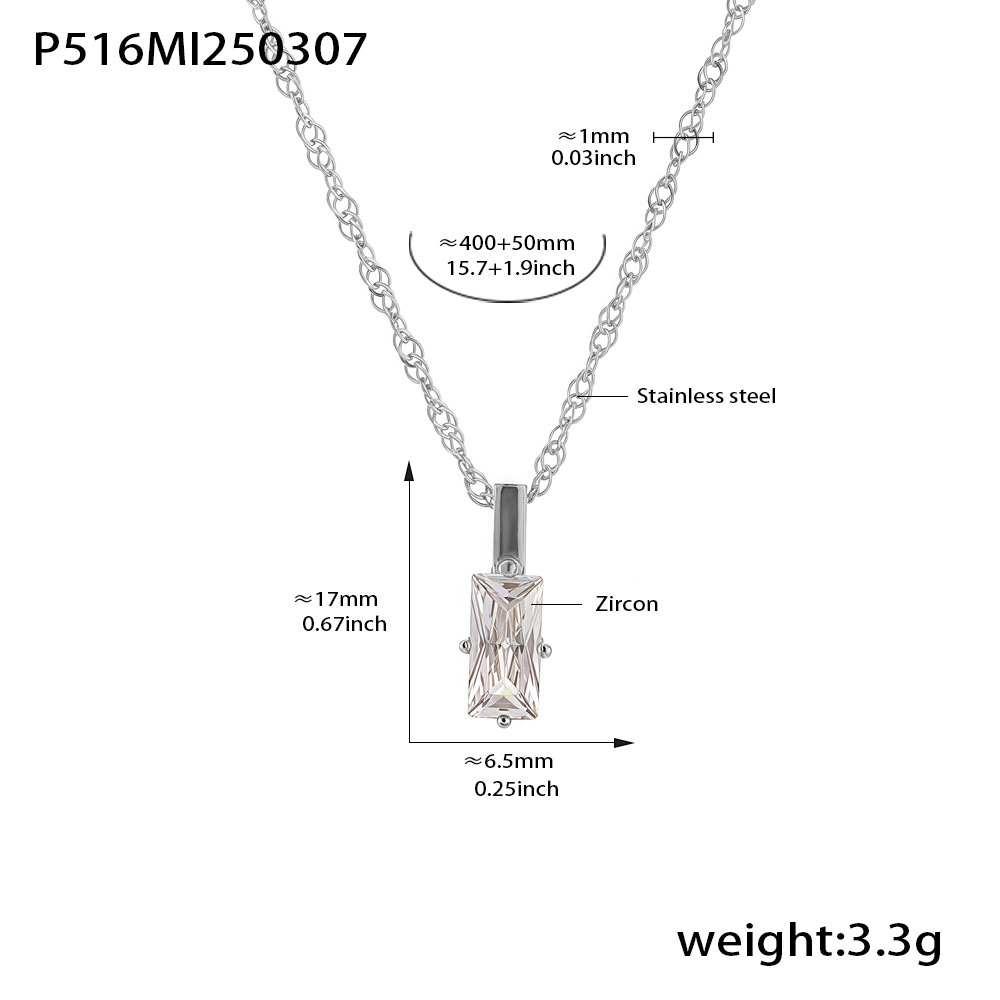 P516-steel color zircon necklace 40 5cm