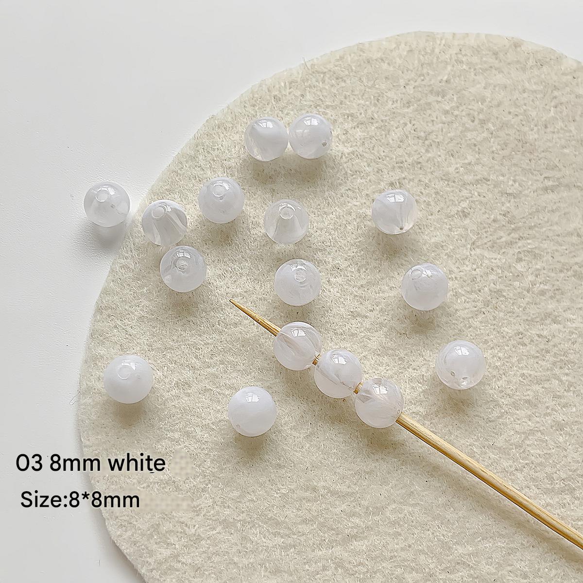 03 /8mm white round beads (10)