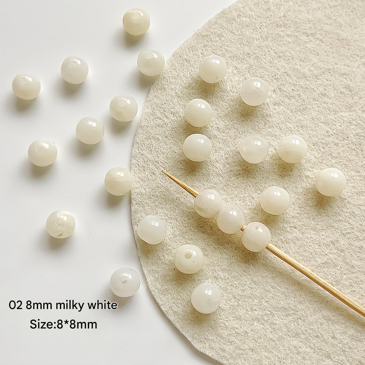 02 style /8mm milky white round beads (10 pcs)