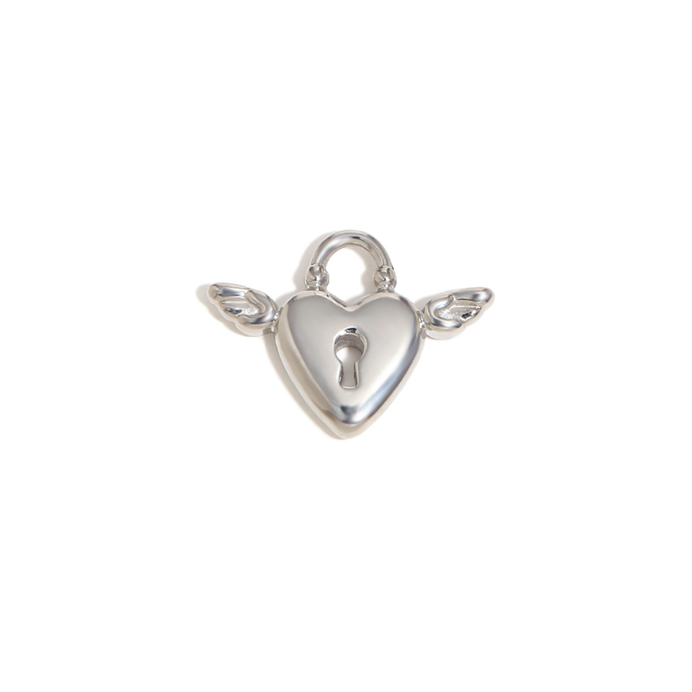Angel love lock pendant-steel color