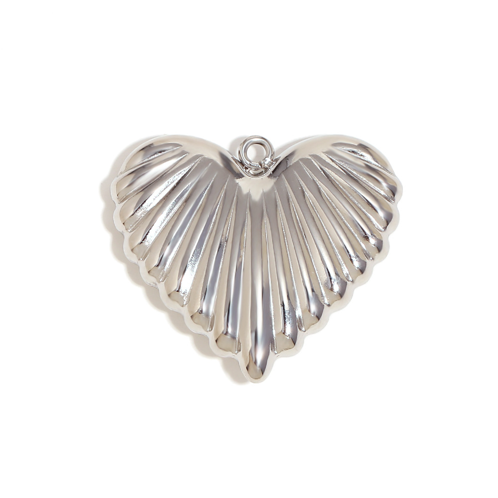 Striped hollow love pendant-steel color